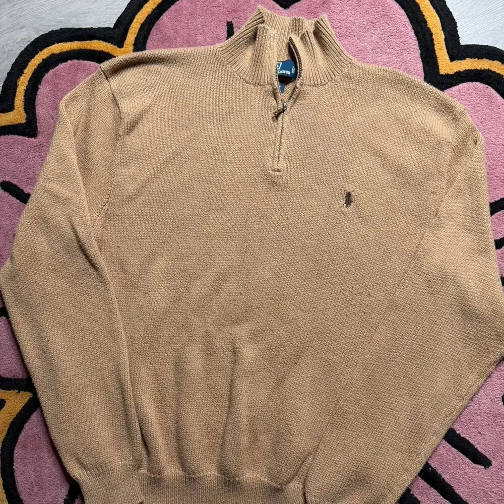 Polo Ralph Lauren Embroidered Logo 1/4 Zip Pullover Sweater Size XL